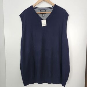 NORDSTROM Mens 100% Extra Fine Merino Wool Navy Blue V-NeckSweater Vest  XXL NWT